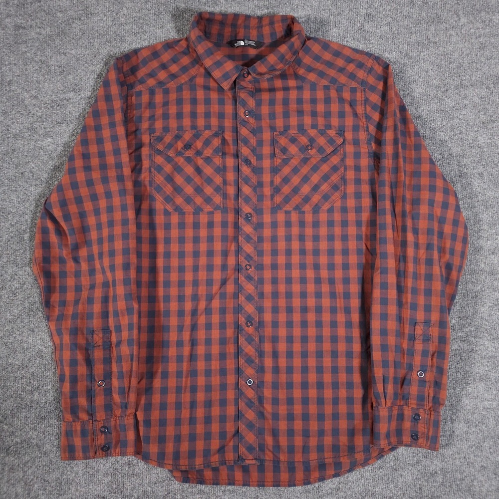 The‎ North Face Shirt Mens Large Plaid Checkered Snap Front Western Outdoors A